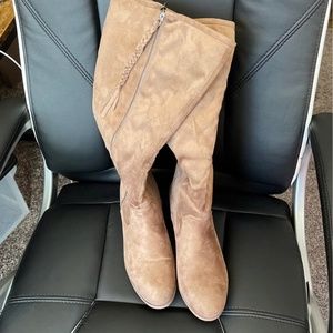 Suede extra wide calf boots